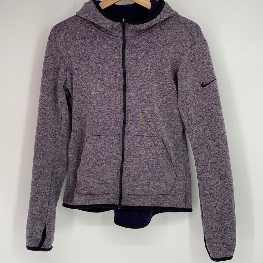 Nike Dri-Fit Women‎ Hoodie Jacket Full Zip Long Sleeve Logo Heathered Purple